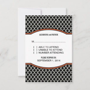 Orange Elegante Quarzfolie Response Card RSVP Karte