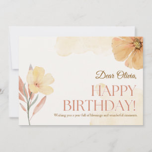 Orange Elegante Watercolor Flora Geburtstag