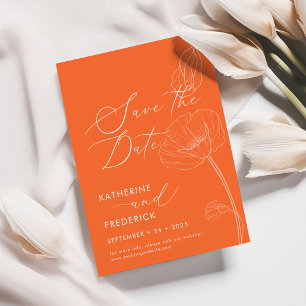 Orange Elegante Wildblumen Save the Date Einladung