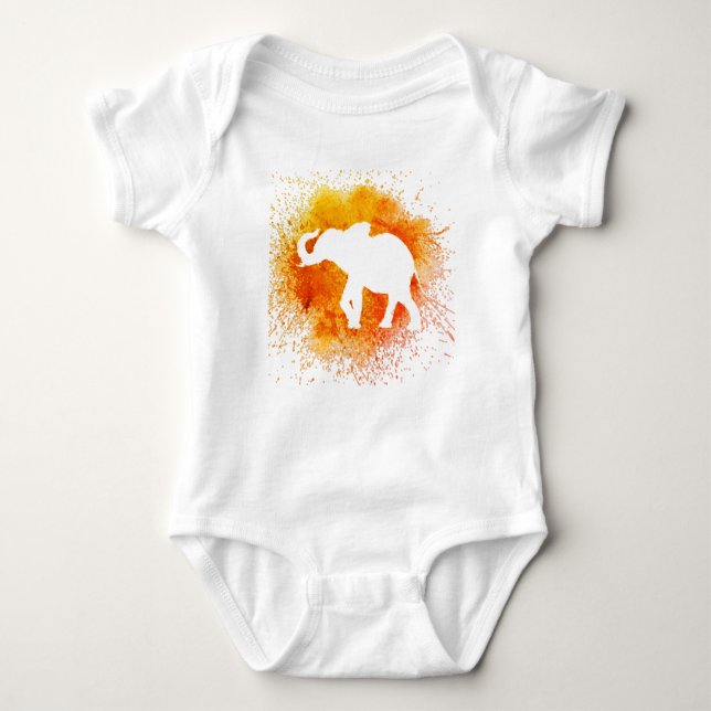 Orange Elephant Baby Strampler (Vorderseite)