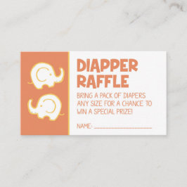 Orange Elephant Diaper Raffle Ticket Begleitkarte