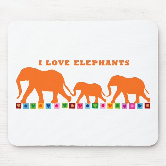 Orange Elephants Walking Mousepad (Vorne)