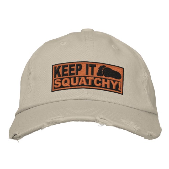 Orange *EMBROIDERED* Behalt It Squatchy! - Bobo Bestickte Baseballkappe (Vorderseite)