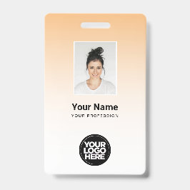 Orange Employee Foto Bar Code Logo Name Gradient Ausweis