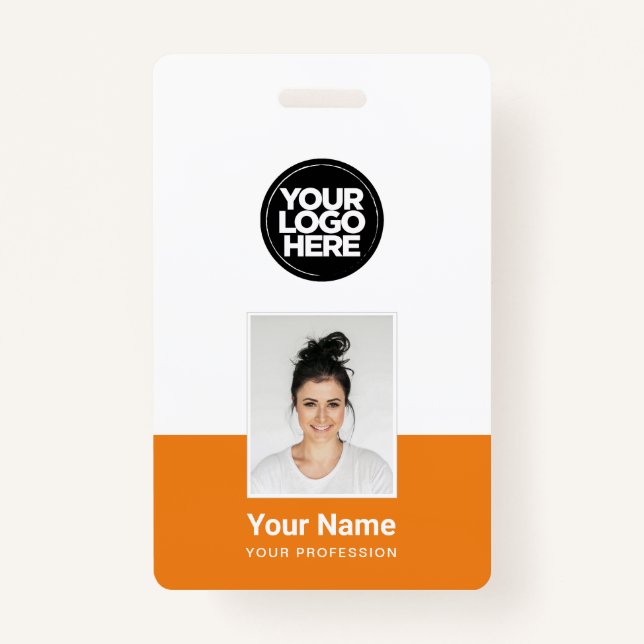 Orange Employee - Foto, BarCode, großes Logo, Name Ausweis (Vorderseite)