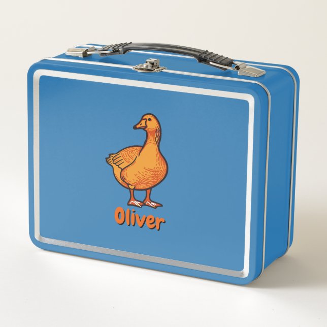 Orange Enten-Kinder  Metall Brotdose (Vorderseite)