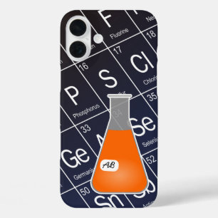 Orange Erlenmeyer Flask (mit Initials) Chemie iPhone 16 Plus Hülle