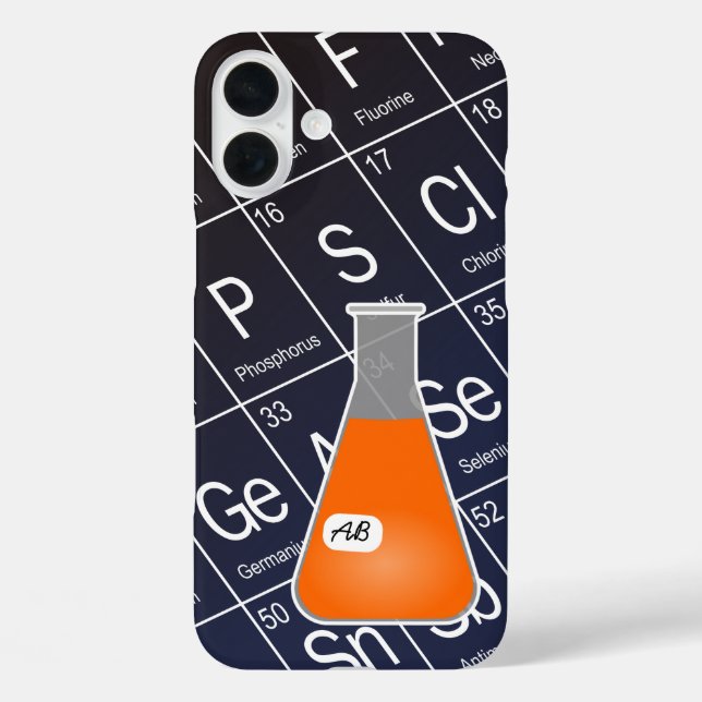 Orange Erlenmeyer Flask (mit Initials) Chemie Case-Mate iPhone Hülle (Rückseite)