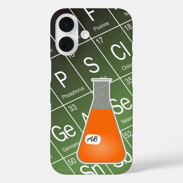Orange Erlenmeyer Flask (mit Initials) Chemie Case-Mate iPhone Hülle (Rückseite)
