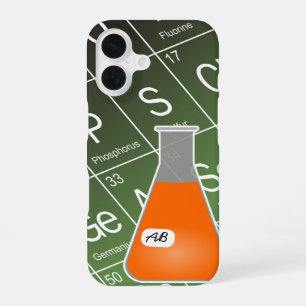 Orange Erlenmeyer Flask (mit Initials) Chemie iPhone 16 Hülle