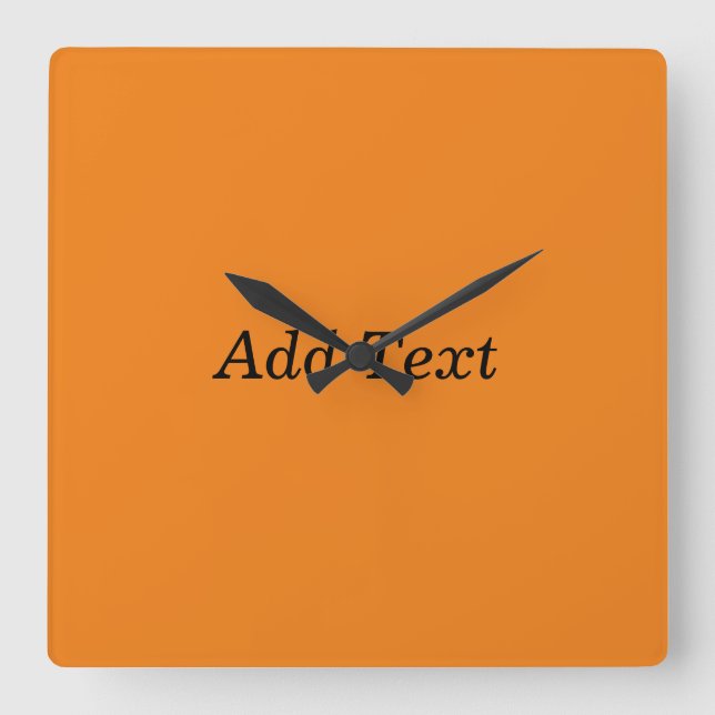 Orange Erstelle deinen eigenen Text Benutzerdefini Quadratische Wanduhr (Vorderseite)