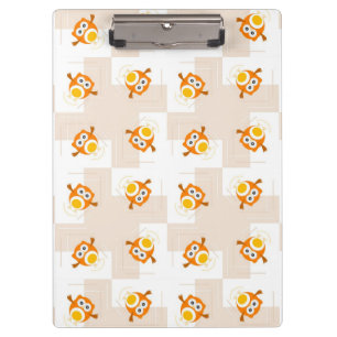 Orange Eulen-Illustrations-Muster Klemmbrett