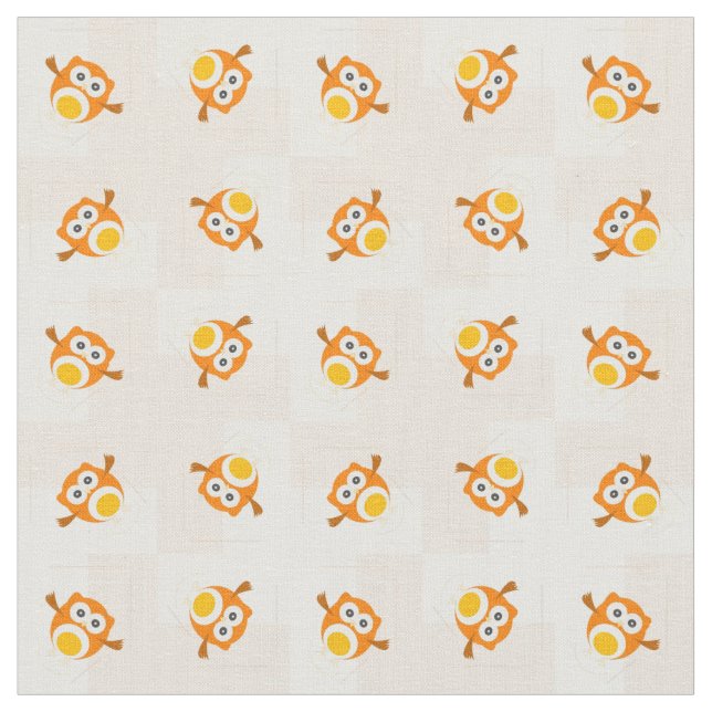 Orange Eulen-Illustrations-Muster Stoff (Nahaufnahme)