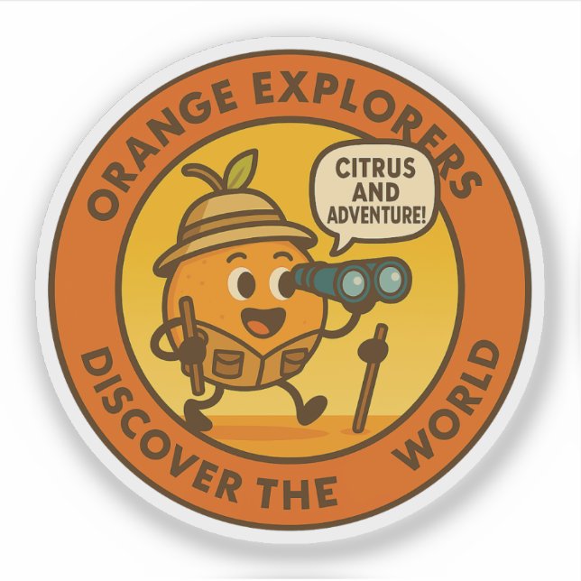 Orange Explorers Entdecken Sie die Welt Aufkleber (Vorderseite)
