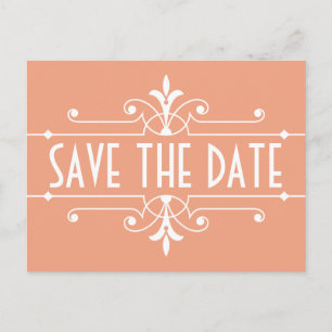 Orange Extravagant Ornamental Save the Date Postka Ankündigungspostkarte