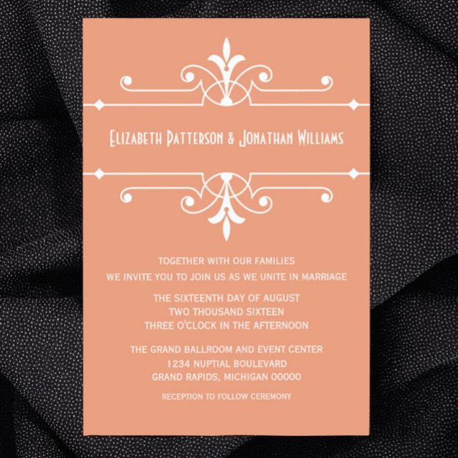 Orange Extravagant Ornamental Wedite Einladung (Orange Fancy Ornamental Wedding Invitation)