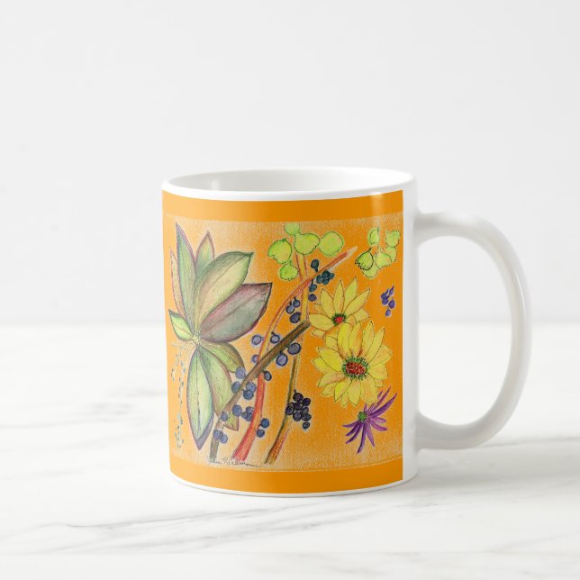 Orange extravagante Blumen-Tasse Kaffeetasse (Rechts)