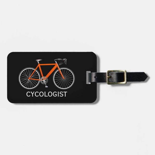 Orange Fahrrad auf Schwarz Gepäckanhänger (Vorderseite horizontal)