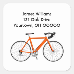 Orange-Fahrrad auf Weiß Quadratischer Aufkleber