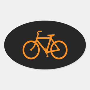 Orange Fahrrad Ovaler Aufkleber