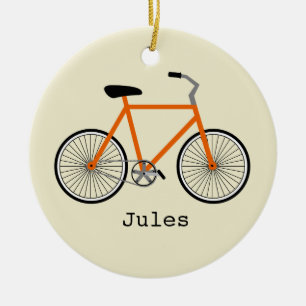 Orange Fahrrad-personalisierte Verzierung Keramikornament