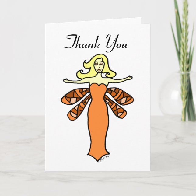Orange Fairy Vielen Dank Dankeskarte (Vorderseite)
