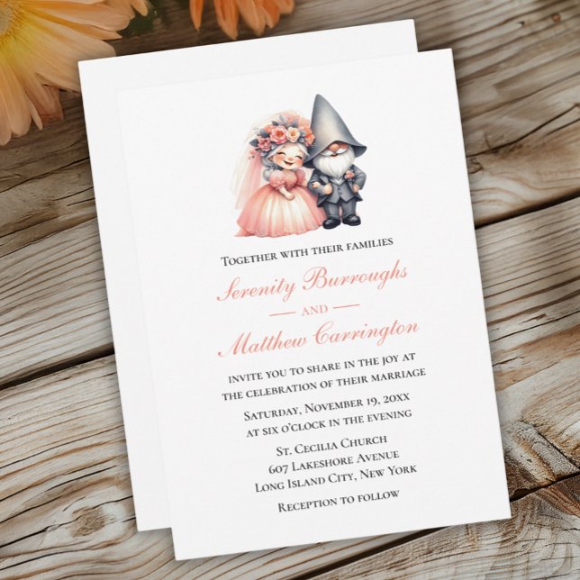 Orange Fairytale Gnome Wedding Niedliche Waldlands Einladung (Von Creator hochgeladen)