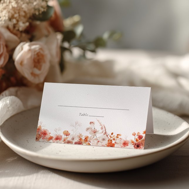 Orange Fall Floral Wedding Platzkarte (Von Creator hochgeladen)