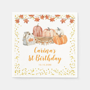 Orange Fall Pumpkin Patch Geburtstagspapier Napkin Serviette