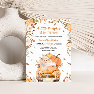 Orange Fall Pumpkin Truck Baby Dusche Einladung