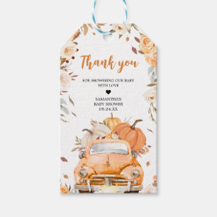 Orange Fall Pumpkin Truck Baby Duwer Fevor Tags Geschenkanhänger