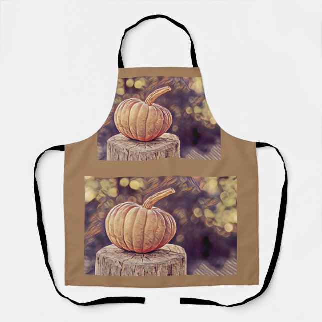 Orange Fall Pumpkin Vintage Erntedank Malerei Schürze (Vorderseite)