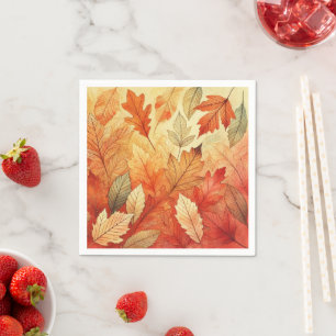 Orange Fall Watercolor Blätter Dekoupage Napkins Serviette