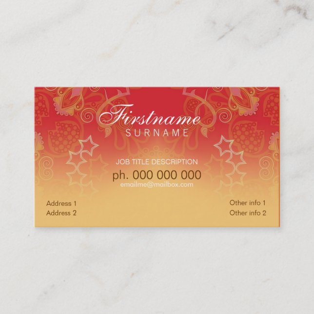 Orange Fantasy curlcard Visitenkarte (Vorderseite)