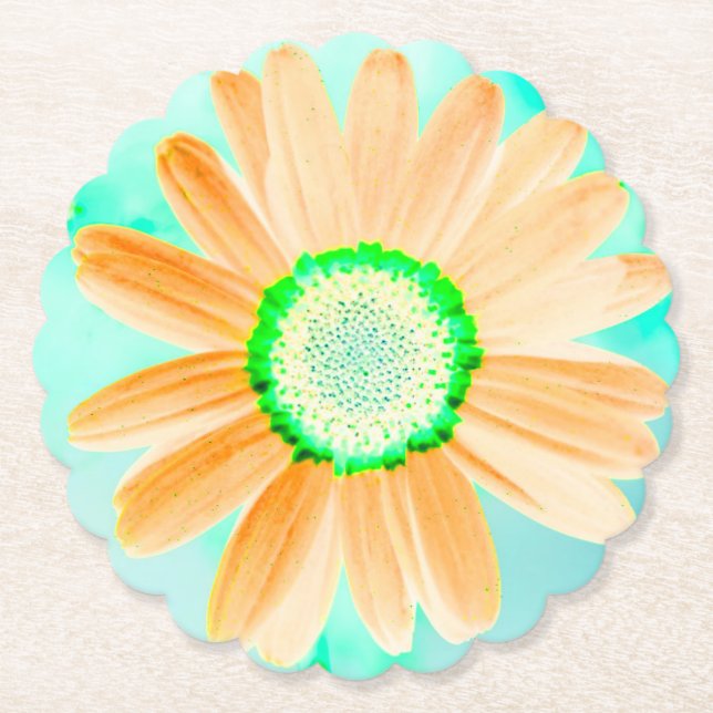 Orange Fantasy Daisy Paper Untersetzer (Vorderseite)