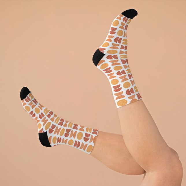 Orange farbenfrohe geometrische Gestalt glückliche Socken (Orange Colorful Geometric Shaped Happy Awareness Socks)