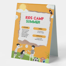 Orange farbenfrohe spielerische Kinder Camp Sommer