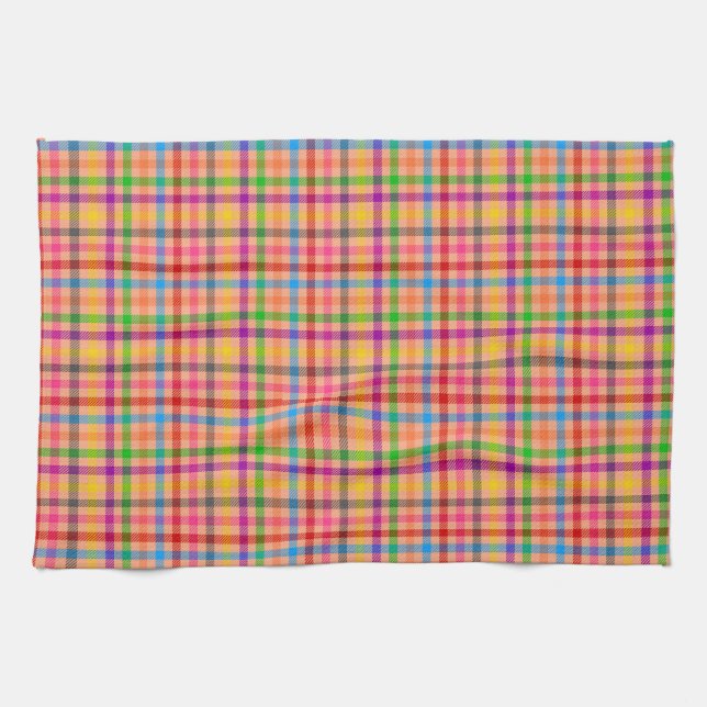 Orange Farbige Gingham Karo Muster  Geschirrtuch (Horizontal)