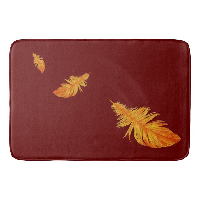 Orange Feather Design Badematte (Vorderseite)