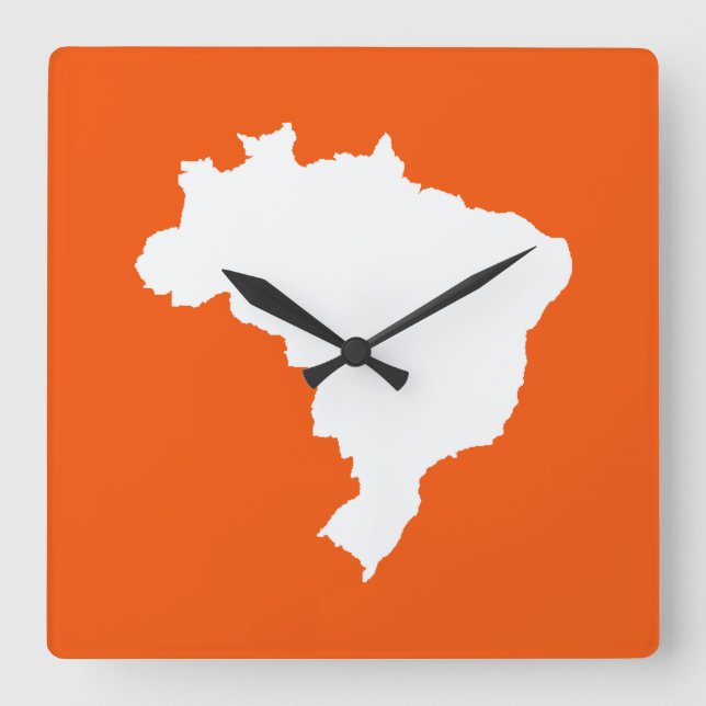 Orange Festive Brazil at Emporio Moffa Quadratische Wanduhr (Vorderseite)