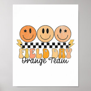 Orange Field Day Team Outdoor Field Day Games Kids Poster