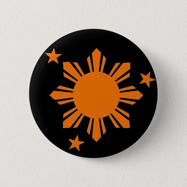Orange Filipino Sun/Stern-Knopf Button (Vorderseite)