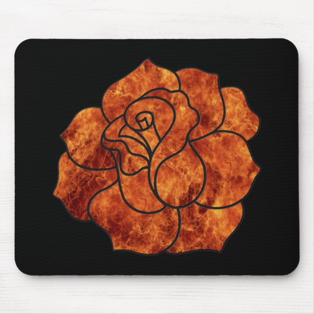 Orange Fire Rose Mouse Pad Mousepad (Vorne)