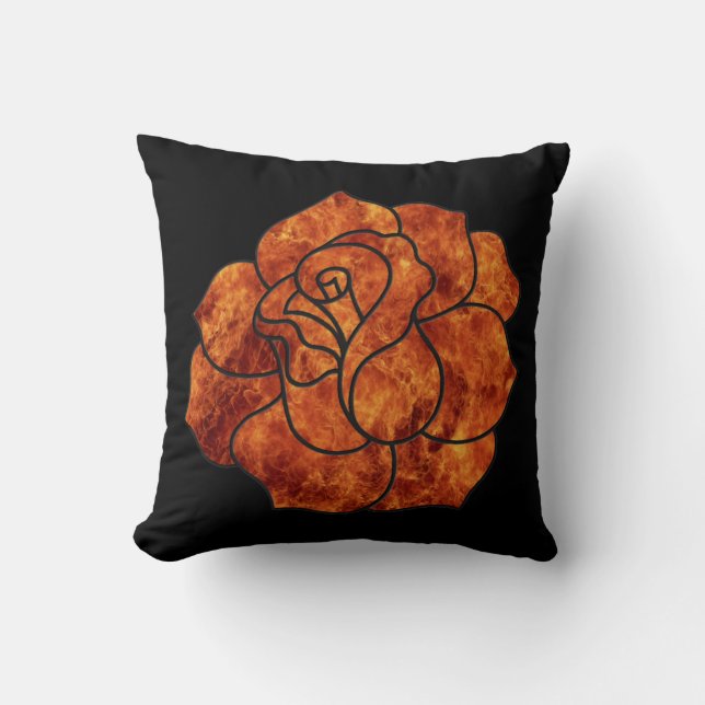 Orange Fire Rose Reversible Kissen (Vorderseite)