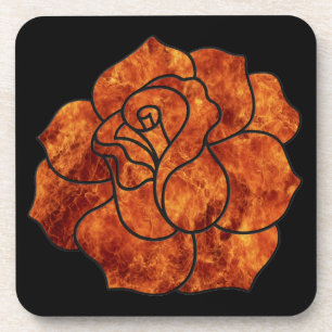 Orange Fire Rose Untersetzer