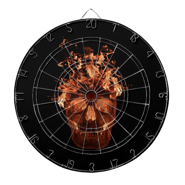 Orange Fire Skull Dart Board Dartscheibe (vorne)