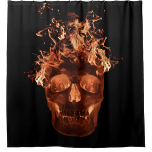 Orange Fire Skull Duschvorhang