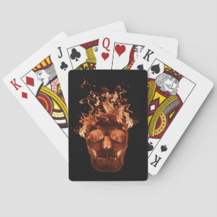 Orange Fire Skull Playing Cards Spielkarten