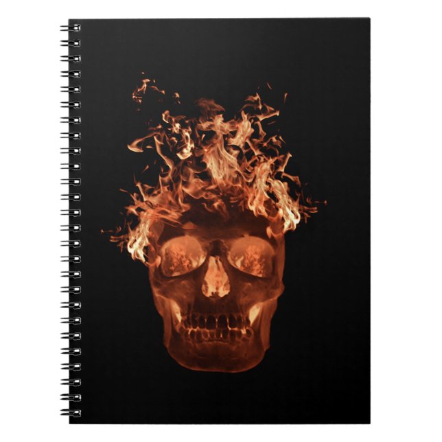 Orange Fire Skull Spiral Notebook Notizblock (Vorderseite)