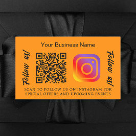 Orange Firmenname qr Code Instagram Rechteckiger Aufkleber